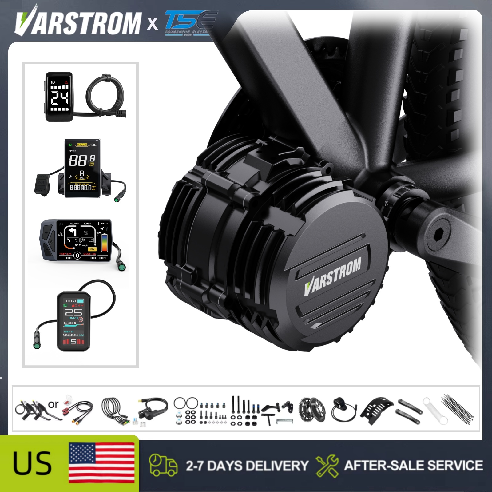 Side Hung Mid Drive Motor Kit - [USA Stock ] Tongsheng TSDZ16 48V